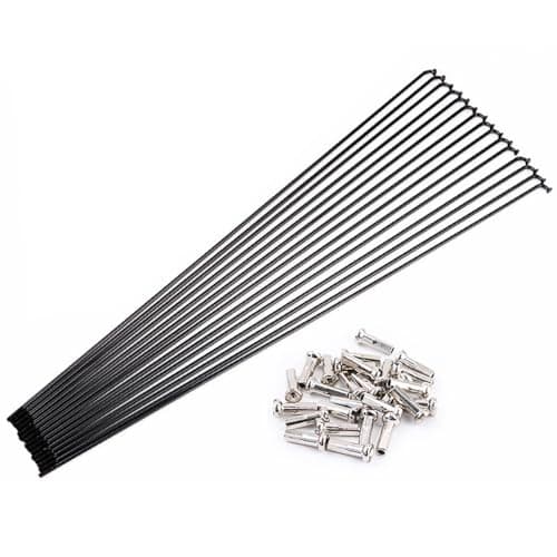 Image of HOUSON 10pcs 45# High-Tensile Steel Spokes 14G (2.0mm) - Black - Complete Set with Spoke Nipples - for MTB/Road Bike/Folding Bike (26/27.5/29 inch) 268mm