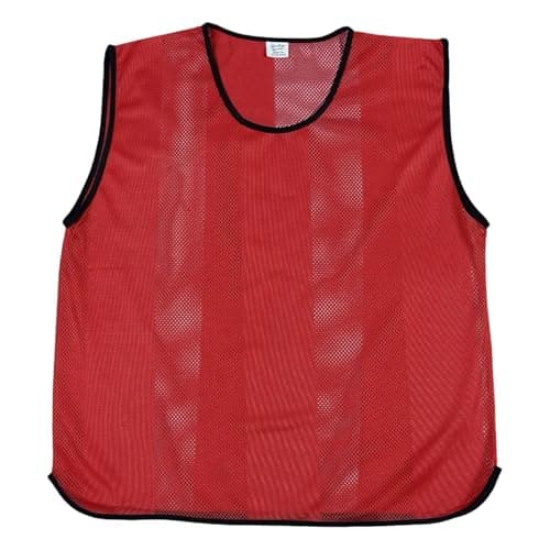 Image of Sterling Sports 10 X Training Bibs Sports Mesh Football Bibs Adult - Quick Dry Football Training Equipment For Soccer, Rugby, Basketball & Cricket - Ideal Team Practice Vests (Red, Junior)