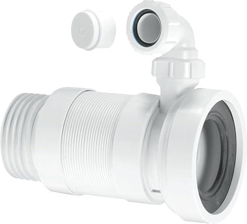 Image of McAlpine 90mm Straight Flexible WC Pan Connector with Vent Boss 180-380mm Length WCF26SV