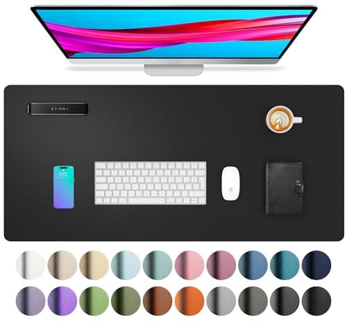 Image of Leather Desk Pad Protector,Mouse Mat,Office Desk Mat,Non-Slip PU Leather Desk Blotter,Laptop Desk Pad,Waterproof Desk Writing Pad for Office and Home (80cm x 40cm, Black)
