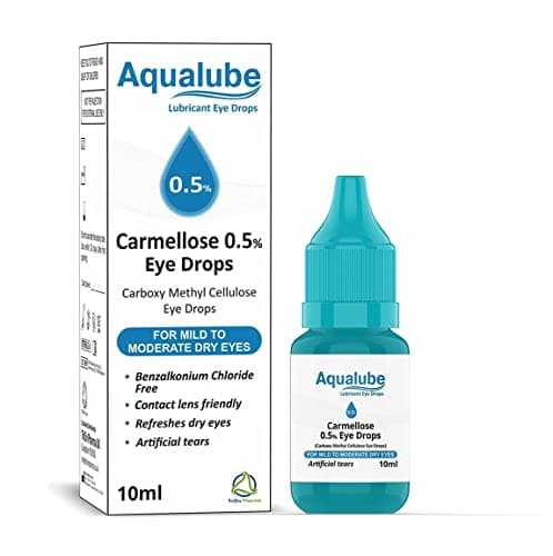 Image of Aqualube Carmellose 0.5% Lubricant Eye Drops for Dry Eyes and Irritated Eyes, Contact Lens Friendly Multiuse (10ml – Pack of 1)