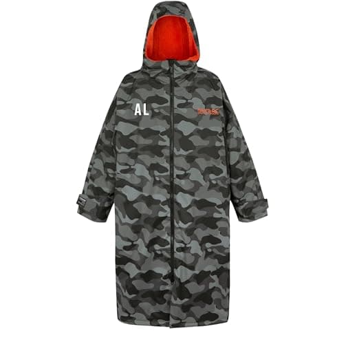 Image of JJLC Regatta Adults Oversized Waterproof Changing Robe Personalised with Name (Black Camo, S-M)