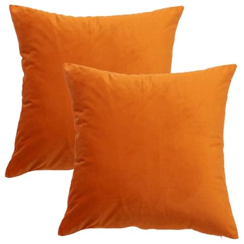 Image of GONOVE Cushion Covers 45x45cm Decorative Modern Throw Pillow Case Pack of 2 Velvet Soft Pillow Cushion Covers Square Orange Pillowcase for Livingroom Sofa Bedroom