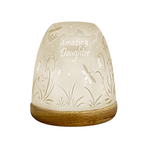 Image of Cello Porcelain Tall Tealight Holder Dome - Amazing Daughter Design with 3D Projection Image for Scented Unscented LED Candle Wax Warmer Ornament for Home Bedroom Gift for Daughter Birthday