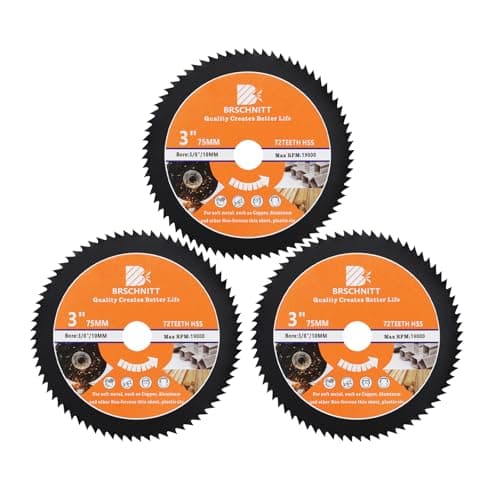 Image of HSS Circular Saw Blade 3inch - BRSCHNITT 3pcs 72T 10mm Bore Cutting Discs for Wood, Copper, Aluminum, Plastic and Soft Metal