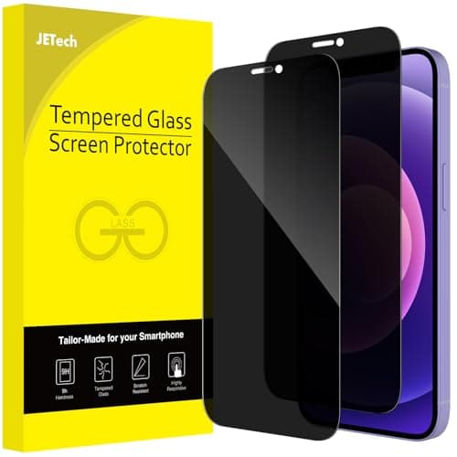 Image of JETech Privacy Full Coverage Screen Protector for iPhone 12 mini 5.4-Inch, Anti-Spy Tempered Glass Film, Edge to Edge Protection Case-Friendly, 2-Pack