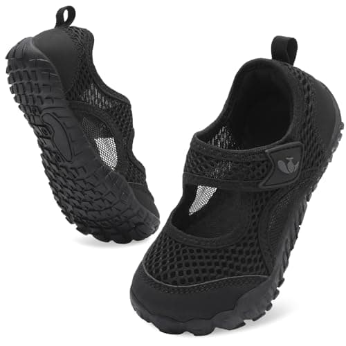 Image of JOINFREE Kids Water Shoes Boys Girls Barefoot Sandals Quick Dry Closed Toe Wide Fit Aqua Shoes for Beach Paddling Pool River Walking Hiking Summer Outdoor Play Black 12 Little Kid