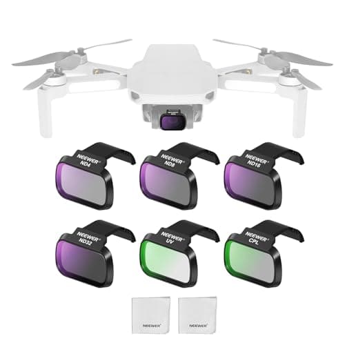 Image of NEEWER ND Filter Set Compatible with DJI Mini 4K/2 SE/SE/2/Mavic Mini (6 Pack), ND4/8/16/32 CPL UV Multicoated HD Optical Glass Neutral Density Filters Drone Accessories, 2x Cleaning Cloth, FL-B31