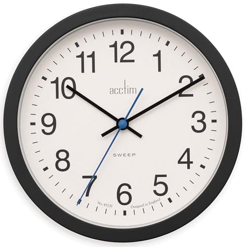 Image of Acctim Bromham Non Ticking Sweep Seconds Hand Wall Clock 20cm Diameter (Black)