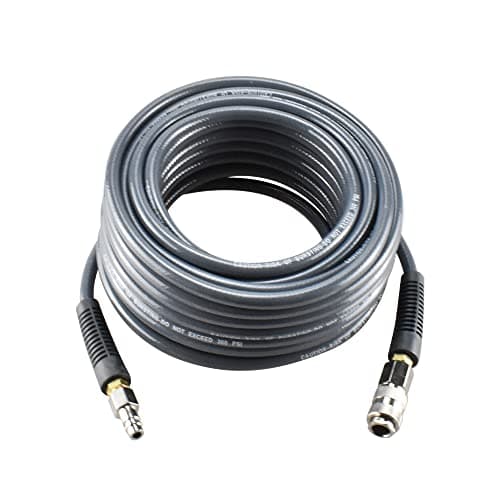 Image of aunstarwei PVC Reinforced Air Compressor Hose Grey with 1/4" Europe Steel Quick Coupler and Plug Fittings, 15m Length