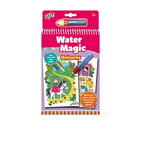Image of Galt Water Magic Unicorns - Unicorn Themed, Reusable Colouring Books for Children, Reusable Pictures for Kids to Colour - Magically Reveal Hidden Pictures with Water Pen - For Ages 3 Years Plus