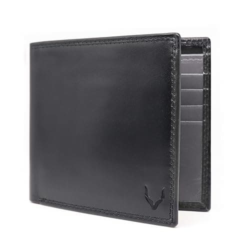 Image of PELLE TORO Minimalist Slim Mens Wallet, Handmade Real Leather Card Wallet with RFID Blocking, 10 Card Holder Slots & Note Section, Black & Grey