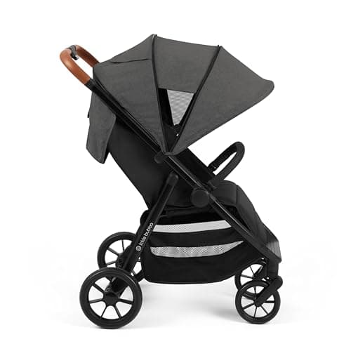Image of Ickle Bubba Stomp Stride Max Stroller (Charcoal Grey) – Birth to 22kg, Extra-Large Seat, Multi-Terrain EVA Wheels, UPF 50+ Hood, Raincover, Footwarmer & Cupholder