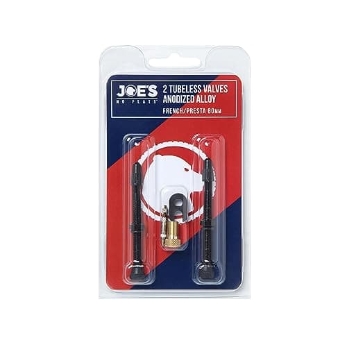 Image of JOE'S NO FLATS, TUBELESS ANODIZED BLACK PRESTA VALVES (PAIR) 60MM