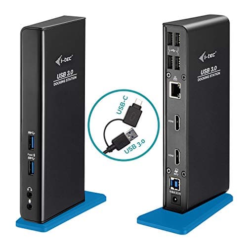 Image of i-tec USB 3.0/USB-C Dual Docking Station for Tablets und Notebooks – 2x HDMI Full HD+, 4x USB 2.0, 2x USB 3.0, Gigabit Ethernet, Audio/Mic, Compatible with Windows, macOS, Linux Black