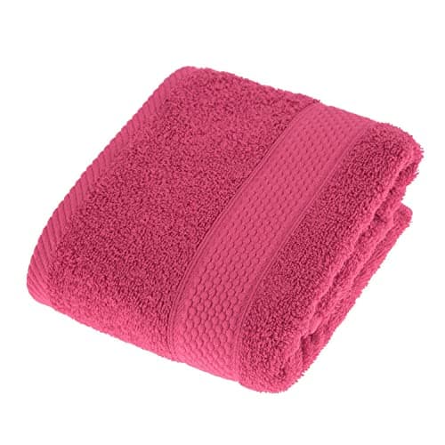Image of HOMESCAPES Raspberry Pink Turkish Cotton Hand Towel Super Soft Thick & Absorbent 500 GSM Towel Heavy Weight for everyday Luxury
