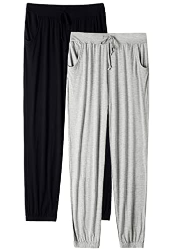 Image of Vislivin Casual Womens Pants Soft Lounge Pants Sleep Pajama Bottoms with Pocket Black/Gray L
