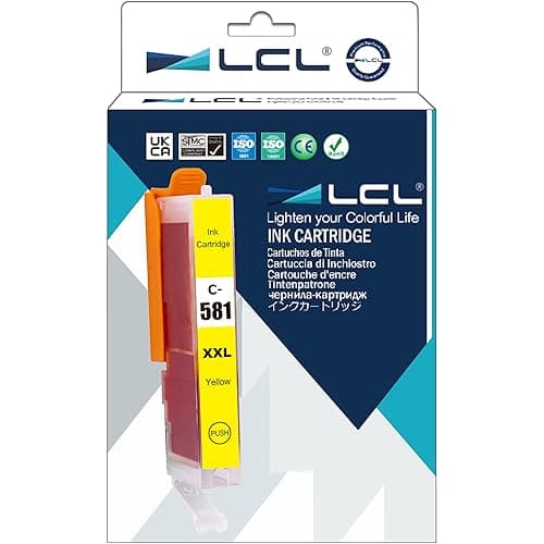 Image of LCL Compatible Ink Cartridge CLI-581 CLI-581Y CLI-581XL CLI-581XXL Y 1997C001 12.5ml (1 Yellow) Replacement for Canon Pixma TR7550 TR8550 TS6150 TS6151 TS6250 TS8150 TS8151 TS8152 TS9150 TS9155 TS9550
