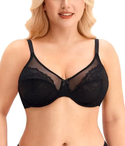 Image of Gotoly Plus Size Minimiser Bra for Women Full Coverage Non Padded Lace Underwired Bras Black
