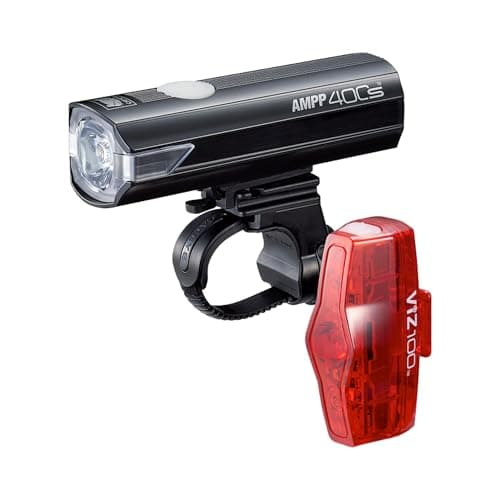 Image of CatEye Bike Lights Set - 400 Lumen LED Front Bicycle Light Front & Back with OptiCube Lens | Multiple Modes, 60hr Battery Life MTB | Rechargeable Cycling Lighting for Night Riding | CatEye Accessories
