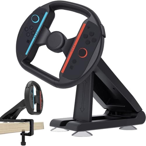 Image of Controller Steering Wheel for Nintendo Switch 2 (2025) Gaming Racing Wheel Stand, Table Attachment with 4 Table Suction Cup & Upgraded Bolt Base – for JoyCon 2 – Enhanced Stability for Immersive