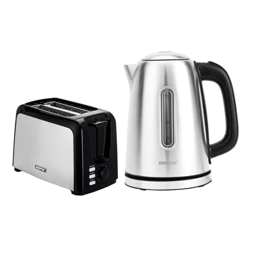 Image of Geepas 2 Slice Bread Toaster & 1.7L Illuminating Electric Kettle Combo Set | 750W Toaster, 7 Level Browning Control, Defrost, Reheat & Cancel Function | 2200W Stainless Steel Cordless Jug Kettle