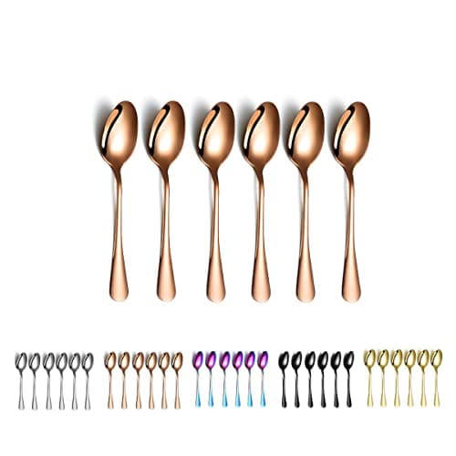 Image of Kyraton Rose Gold Coffee & Tea Spoons, 6pc Stainless Steel Set, 13cm