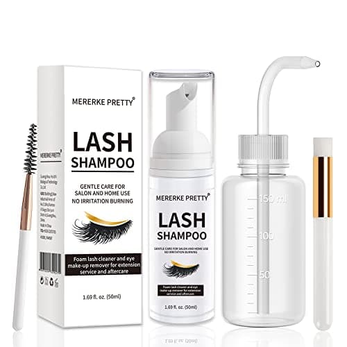 Image of Eyelash Extension Cleanser 50 ml + Brushes + Rinse Bottle, Lash Foam Shampoo for Extensions and Natural Lashes, Paraben & Sulfate Free, Salon and Home Use