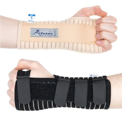 Image of Actesso Breathable Wrist Support Wrist Splint - Ideal Wrist Brace for Carpal Tunnel, Sprains, and Tendonitis (Black, Large Left)