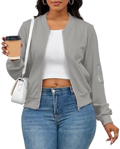 Image of PerZeal Women Casual Full Zip Up Comfy Loose Long Sleeve Sweatshirt Coat Jacket with Pockets, A Grey, S