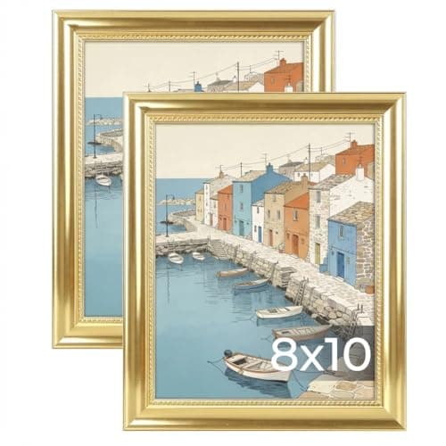 Image of Giftgarden 8x10 Picture Frame Gold, Elegant Brushed Gold Finish with Beveled Edges for Wall or Tabletop Display, 2 Pack