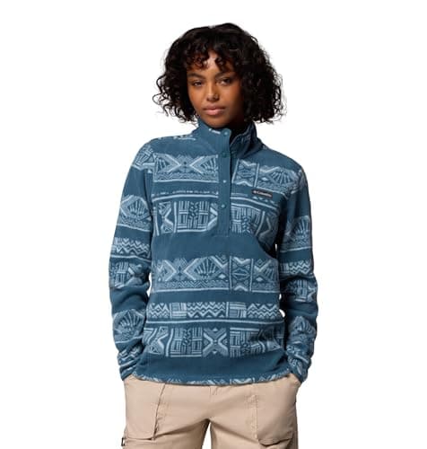 Image of Columbia Women's Benton Springs Printed 1/2 Snap, Fleece Pull Over, Everblue Deschutes Days, XS