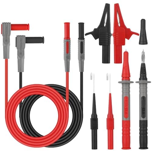 Image of Multimeter Test Leads Kit with Alligator Clips and Needle Probe, SUNJOYCO Double Insulated Test Lead Set Test Leads Probes for Digital Electrical Testing, CAT III 1000V & CAT IV 600V, 3ft Cable