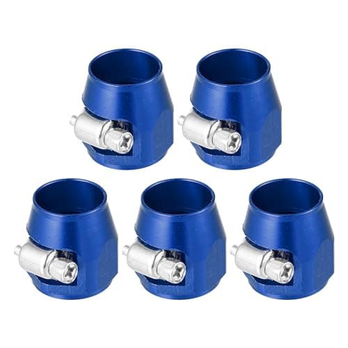 Image of X AUTOHAUX 5 Pcs AN8 Hex Car Hose Finisher Flexible Pipe Clamp with Screw Blue