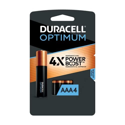 Image of Duracell Optimum AAA Batteries | 4 Count Pack | Lasting Power Triple A Battery | Alkaline AAA Battery Ideal for Household and Office Devices | Resealable Package for Storage