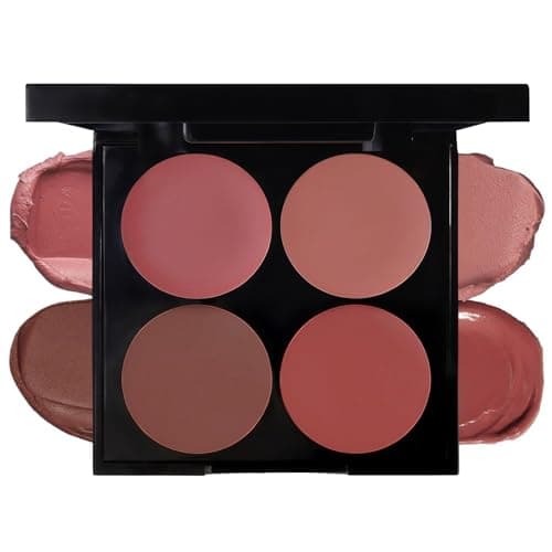 Image of Radiella 4 Colors Matte Blusher Palette Light Brown, Cream Quads Blush Makeup, Long Lasting Cheek Cosmetics, Natural Finish Face Contour, Net Wt 7g