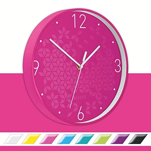 Image of Leitz WOW Quartz Wall Clock, Perfect for Office, Kitchen, Living room and Bathroom, 29 cm - Pink