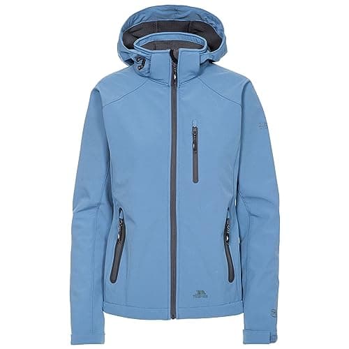 Image of Trespass Womens Softshell Jacket Bela II - Waterproof: 8000mm, Breathable: 3000mvp, Windproof, 3 Low Profile Zip Pockets, Chin Guard, Contrast Zips, Adjustable Zip-Off Hood