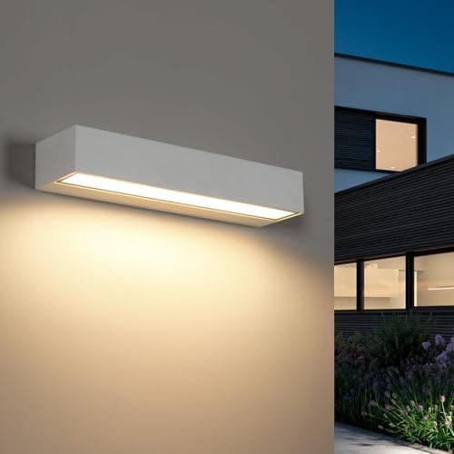 Image of Riserva Outdoor Wall Lights 16W, IP65 LED Outdoor Wall Light White, Outdoor Wall Lamp Modern for Garden, Terrace, Patio, Garage, 3000K Warm Light