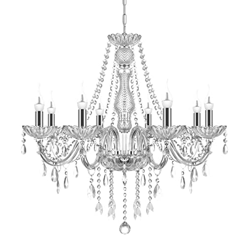 Image of TRY-YEAN Classic 8 Lights Clear Crystal Chandelier Ceiling Light K5 Crystal Ceiling Pendant Lighting Fixture Candle Style Lighting with Adjustable Chain E14 for Living Room Bedroom Restaurant Hallway