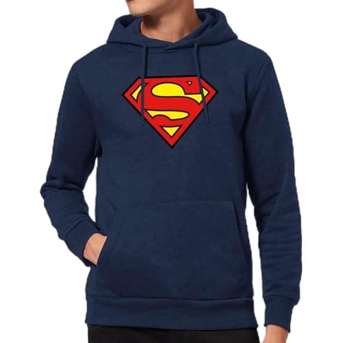 Image of Zavvi Official Justice League Superman Logo Hoodie Navy Adults - L
