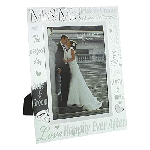 Image of Mr and Mrs Glass 5 x 7 Photo Frame with Mirror and Glitter Letters 3058