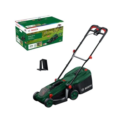 Image of Bosch Cordless Lawn Mower ROTAK18V-34 (Cutting Width: 34 cm, Height of Cut: 25-65 mm, 35 l Fabric Grass Bag, Mulch plug, without Battery)