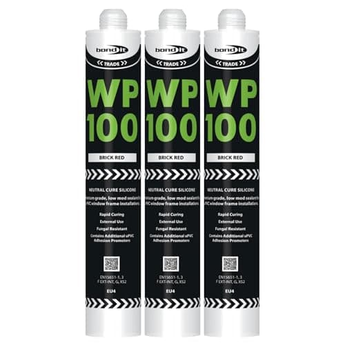 Image of Bond It WP100 EU4 Premium Neutral Cure Oxime Silicone Sealant – 3x Brick Red, 380ml | High-Performance Silicone – Mould-Resistant – Permanently Flexible | Sealant for Building & Construction Joints