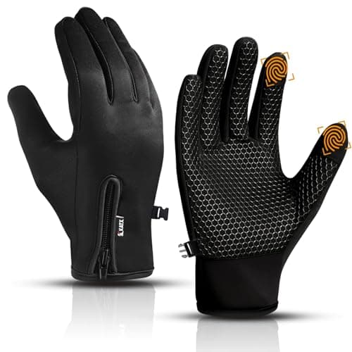 Image of Katx Cycling Gloves Touchscreen Thermal Running Gloves Black Winter Gloves Warm Windproof Non-slip Fleece Lining Bike Glove Warm Glove's for Men Women (XL, Black)