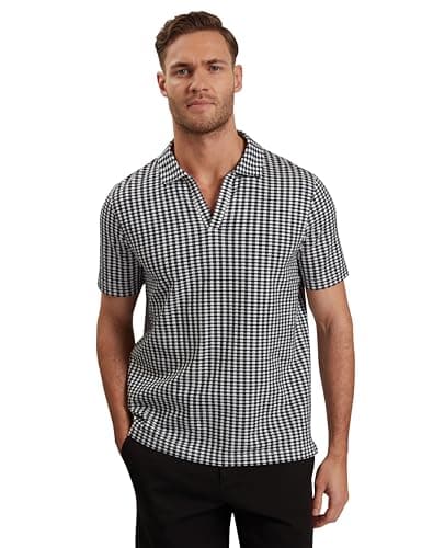 Image of Ted Baker London matejo-ss Regular geo Open Neck Polo, Navy