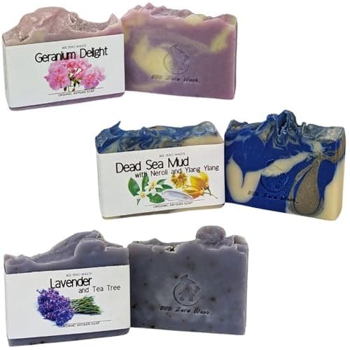 Image of Handmade Natural Soap Bar Set | UK Artisan Cold Processed Vegan Soaps | Organic, Cruelty-Free, Palm Oil-Free | Essential Oil Scented | Floral, Herbal & Citrus Soap Gift Set (Floral)