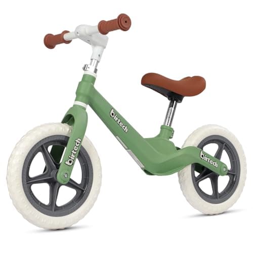Image of H.yeed 12" Balance Bike for Kids, Lightweight No Pedal Walking Balance Bike with Nylon Frame and Flat-Free Tires, Adjustable Training Bike for Age 2-to 5 (Green)