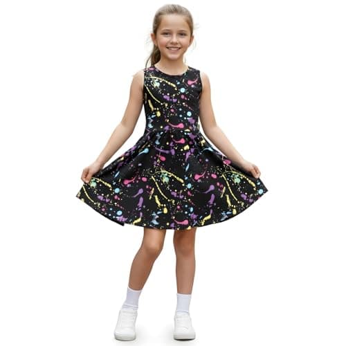 Image of A2Z 4 Kids Girls Skater Dress Summer Party Dance - Splash 240 Skater Dress._9-10 Black