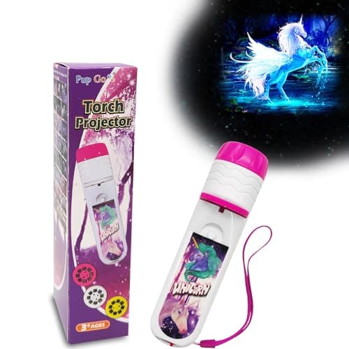 Image of Pup Go Unicorn Torch and Projector for Kids Ages 3 4 5 6 7 8, Early Christmas Presents and Stocking Fillers for Girls, 3 Discs 24 Images, Pink Torches Toys, Kids Torch Projector Night Light
